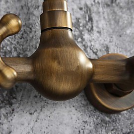 Antique Brass Bathroom Basin Sink Mix Tap Wall Mounted Tap
