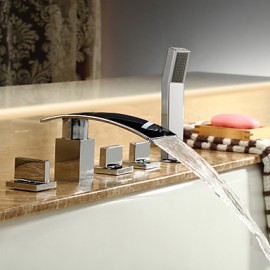 Bathtub Tap - Contemporary - Waterfall / Handshower Included - Brass (Chrome)