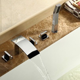 Bathtub Tap - Contemporary - Waterfall / Handshower Included - Brass (Chrome)
