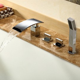 Bathtub Tap - Contemporary - Waterfall / Handshower Included - Brass (Chrome)
