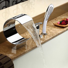 Bathtub Tap - Contemporary - Waterfall / Handshower Included Chrome)