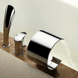 Bathtub Tap - Contemporary - Waterfall / Handshower Included Chrome)