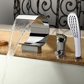 Bathtub Tap - Contemporary - Waterfall / Handshower Included Chrome)