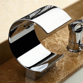 Bathtub Tap - Contemporary - Waterfall / Handshower Included Chrome)