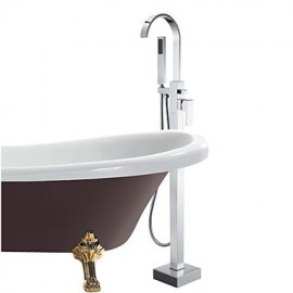 Bathtub Tap - Contemporary - Handshower Included / Floor Standing - Brass (Chrome)