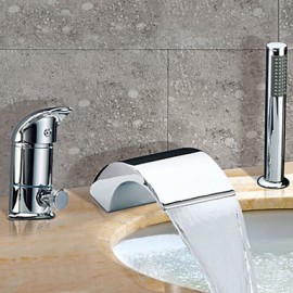 Bathtub Tap - Contemporary - Waterfall / Sidespray - Stainless Steel (Chrome)