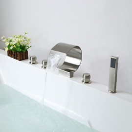 Bathtub Tap - Contemporary - Waterfall / Handshower Included - Brass (Nickel Brushed)