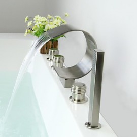 Bathtub Tap - Contemporary - Waterfall / Handshower Included - Brass (Nickel Brushed)