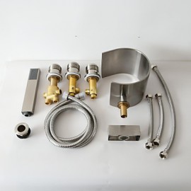 Bathtub Tap - Contemporary - Waterfall / Handshower Included - Brass (Nickel Brushed)