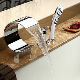 Tub Tap Waterfall / Widespread with Chrome Single Handle Three Holes