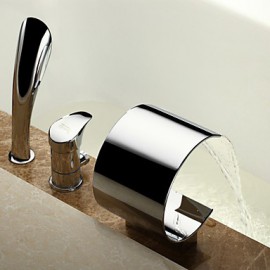 Tub Tap Waterfall / Widespread with Chrome Single Handle Three Holes