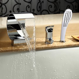 Tub Tap Waterfall / Widespread with Chrome Single Handle Three Holes