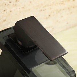 Bathroom Sink Tap with Antique ORB Finish Waterfall Centerset Glass Tap