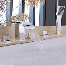 Shower Tap / Bathtub Tap - Contemporary - Handshower Included / Waterfall - Brass (Chrome)