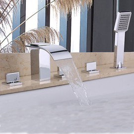 Shower Tap / Bathtub Tap - Contemporary - Handshower Included / Waterfall - Brass (Chrome)