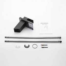 Bathroom Sink Tap with Antique ORB Finish Waterfall Centerset Glass Tap