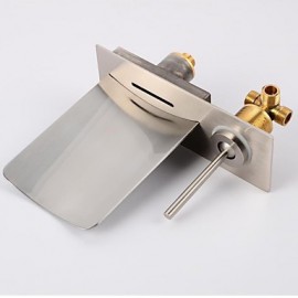 Contemporary Nickel Brushed Waterfall  Wall-mounted Bathroom Tub Tap