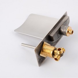 Contemporary Nickel Brushed Waterfall  Wall-mounted Bathroom Tub Tap