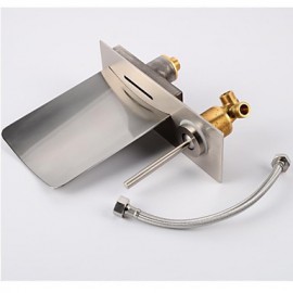 Contemporary Nickel Brushed Waterfall  Wall-mounted Bathroom Tub Tap