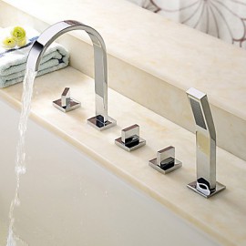Bathtub Tap - Contemporary - Sidespray / Handshower Included - Brass (Chrome)