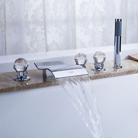 Bathtub Tap - Contemporary - Waterfall / Sidespray / Handshower Included - Brass (Chrome)