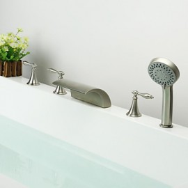 Bathtub Tap - Contemporary - Waterfall / Handshower Included - Brass (Nickel Brushed)
