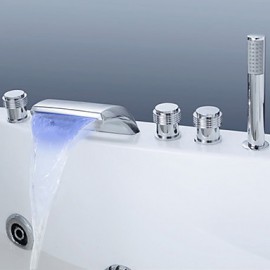 Bathtub Tap - Contemporary - LED / Waterfall / Sidespray Chrome)