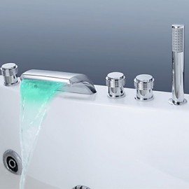 Bathtub Tap - Contemporary - LED / Waterfall / Sidespray Chrome)