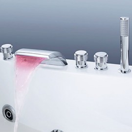 Bathtub Tap - Contemporary - LED / Waterfall / Sidespray Chrome)