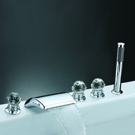 Bathtub Tap - Contemporary - Waterfall / Sidespray / Handshower Included - Brass (Chrome)