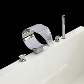 Bathtub Tap - Contemporary - Waterfall / Handshower Included - Brass (Chrome)