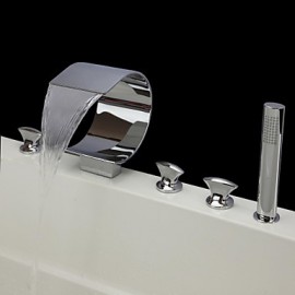 Bathtub Tap - Contemporary - Waterfall / Handshower Included - Brass (Chrome)