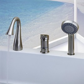 Bathtub Tap - Contemporary - Waterfall / Handshower Included - Brass (Nickel Brushed)