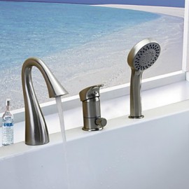 Bathtub Tap - Contemporary - Waterfall / Handshower Included - Brass (Nickel Brushed)