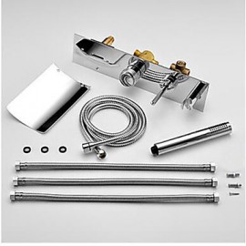 Chrome Finish Color Changing Wall Mount Tub Tap With Hand Shower