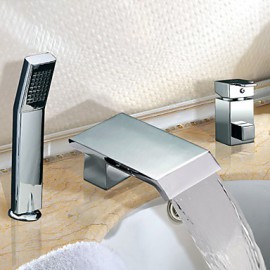Bathtub Tap - Contemporary - Waterfall / Sidespray / Handshower Included - Stainless Steel (Chrome)