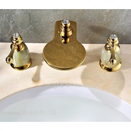 Waterfall Bathroom Tap Lavatory Vessel Sink Three Hole Golden Tap
