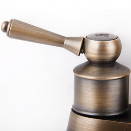 Double Handle Traditional Antique Bathroom Basin Sink Faucest Mixer Taps Brass