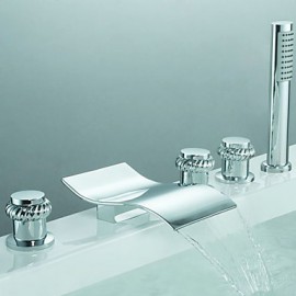 Bathtub Tap - Contemporary - Handshower Included / Waterfall / Sidespray Chrome)