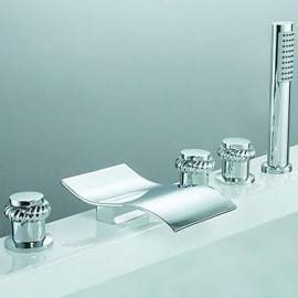 Bathtub Tap - Contemporary - Handshower Included / Waterfall / Sidespray Chrome)