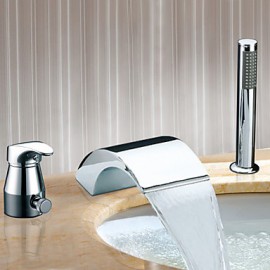 Bathtub Tap - Contemporary - Waterfall / Sidespray - Stainless Steel (Chrome)