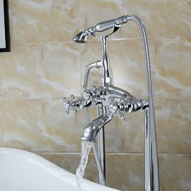 Bathtub Tap - Antique - Handshower Included / Floor Standing - Brass (Chrome)