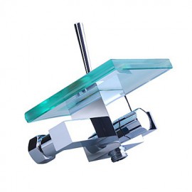 Contemporary Waterfall Tub Tap with Glass Spout (Wall Mount)