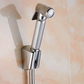 High Quality Brass Chrome Multi Function Sprayer Gun Bathroom Bidet Tap Set - Silver