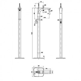 Bathtub Tap - Contemporary - Floor Standing - Brass (Chrome)