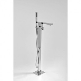 Floor Standing Bathtub Tap With Hand Shower Chrome Single Handle Tap