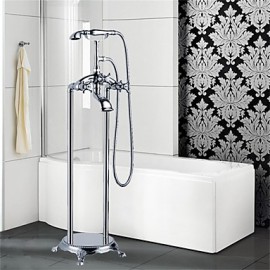 Bathtub Tap - Art Deco/Retro - Floor Standing - Brass (Chrome)