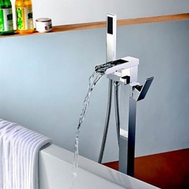 Shower Tap / Bathtub Tap - Contemporary - Handshower Included / Floor Standing - Brass (Chrome)
