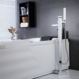 Bathtub Tap - Contemporary - Handshower Included / Floor Standing - Brass (Chrome)