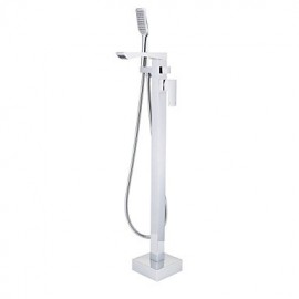 Bathtub Tap - Contemporary - Waterfall / Handshower Included / Floor Standing - Brass (Chrome)